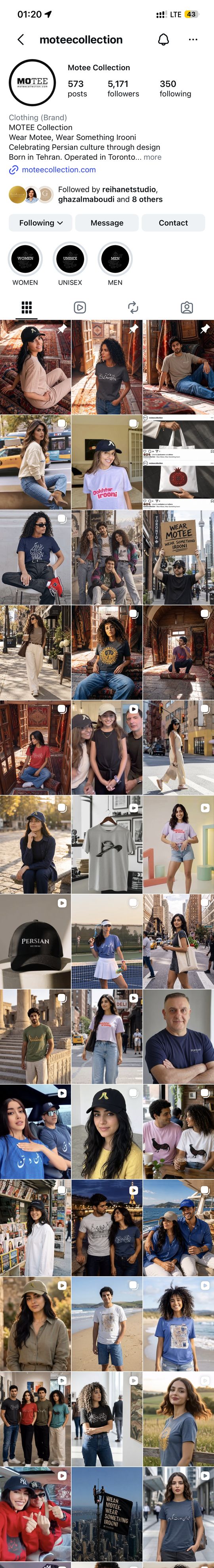 Motee Instagram profile and grid