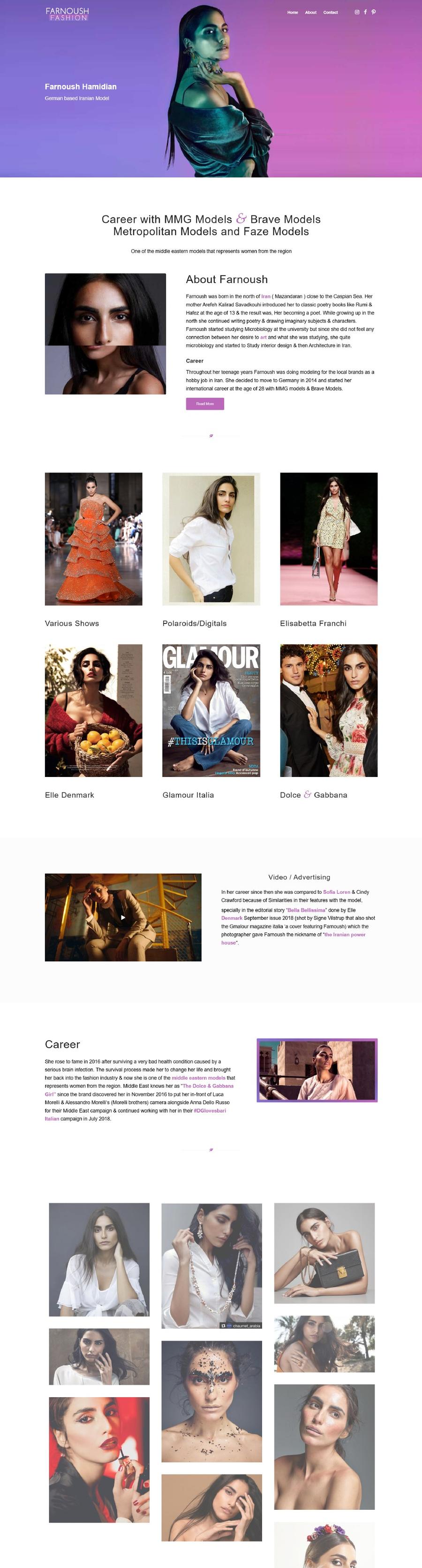Farnoush Hamidian website on desktop, full length