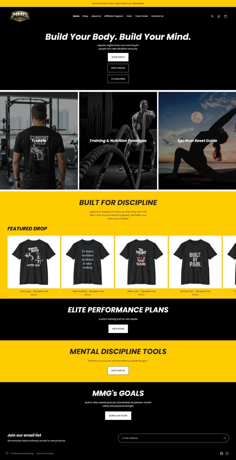 Mind and Muscle Gang home page, full length