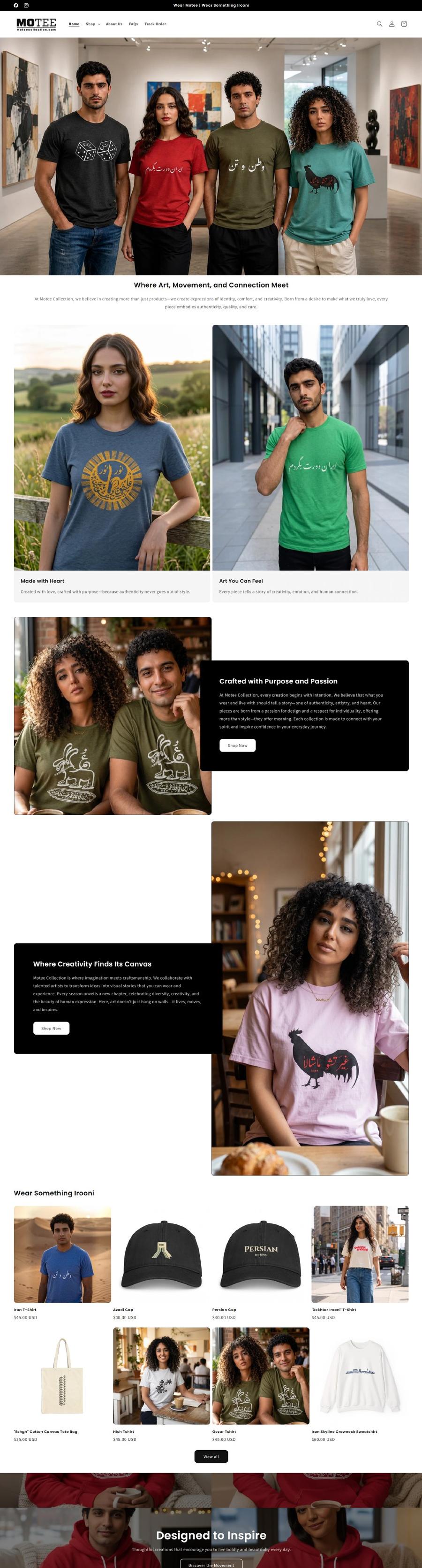 Motee home page, full length
